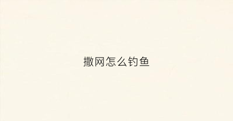 撒网怎么钓鱼(撒网怎样撒鱼网)