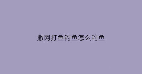 撒网打鱼钓鱼怎么钓鱼