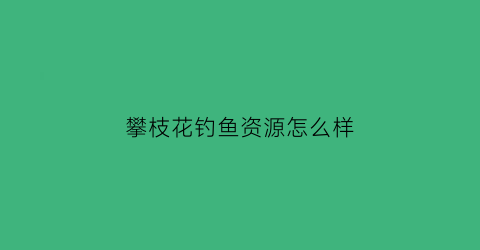 攀枝花钓鱼资源怎么样