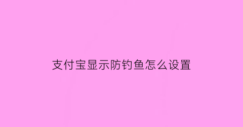 支付宝显示防钓鱼怎么设置