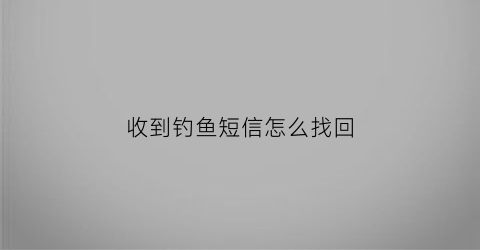 收到钓鱼短信怎么找回(收到钓鱼短信下一步怎么办)