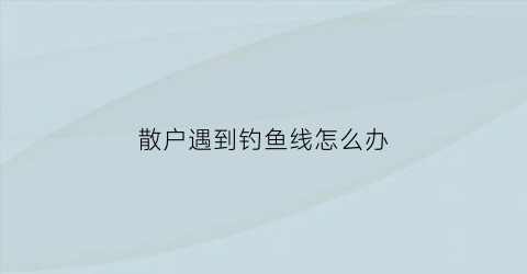 “散户遇到钓鱼线怎么办(股票出现钓鱼线)