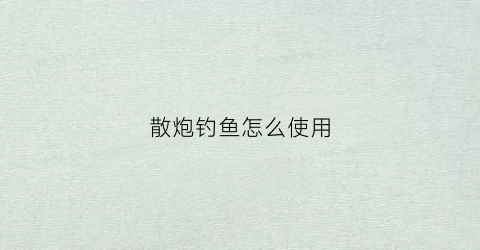 散炮钓鱼怎么使用(散炮的钓法)