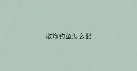 散炮钓鱼怎么配(散炮钓鱼怎么配饵料)