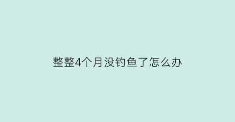 整整4个月没钓鱼了怎么办