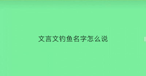 文言文钓鱼名字怎么说(钓鱼用古语怎么说)