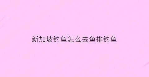 新加坡钓鱼怎么去鱼排钓鱼(新加坡钓鱼的地方多吗)