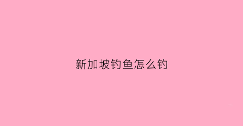 新加坡钓鱼怎么钓(新加坡海边钓鱼的地方)