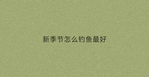 新季节怎么钓鱼最好(这个季节怎样钓鱼)