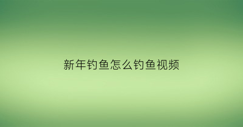 新年钓鱼怎么钓鱼视频(新年钓大鱼)