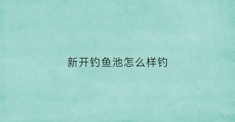 新开钓鱼池怎么样钓