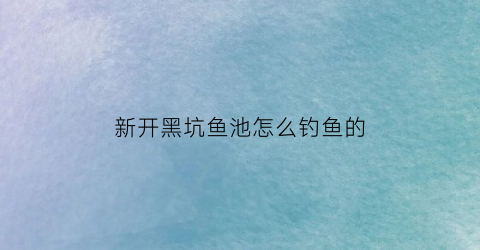 “新开黑坑鱼池怎么钓鱼的(如何开黑坑渔场)