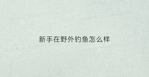 “新手在野外钓鱼怎么样(野外如何钓鱼)