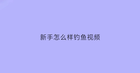 新手怎么样钓鱼视频(新手怎么样钓鱼视频讲解)