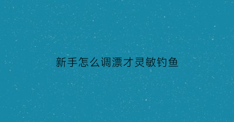 新手怎么调漂才灵敏钓鱼(新手怎么调漂才灵敏钓鱼视频)