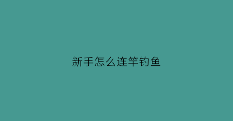 新手怎么连竿钓鱼(钓鱼高手不会透露的连杆秘诀)