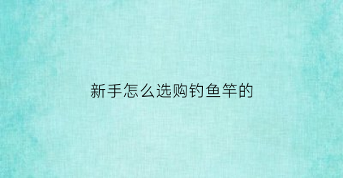 新手怎么选购钓鱼竿的(新手怎么选购钓鱼竿的尺寸)