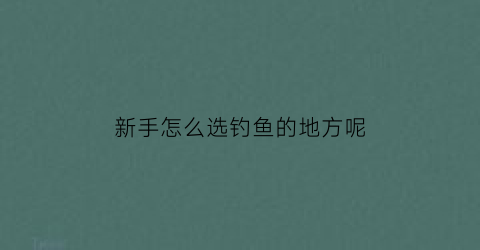新手怎么选钓鱼的地方呢(新手钓鱼去什么地方)