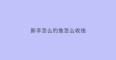 “新手怎么钓鱼怎么收线(钓鱼如何收线组)