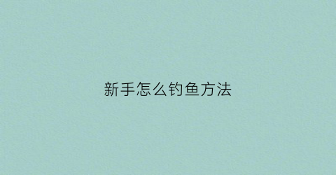 新手怎么钓鱼方法(新手小白如何钓鱼)