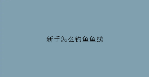 新手怎么钓鱼鱼线(新手钓鱼鱼线多长)