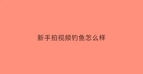 “新手拍视频钓鱼怎么样(钓鱼人经常录视频用什么录)