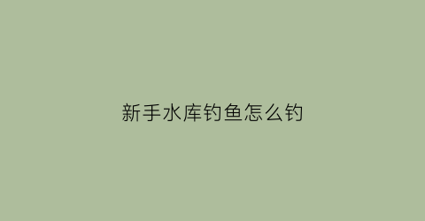 新手水库钓鱼怎么钓(水库怎么好钓鱼)