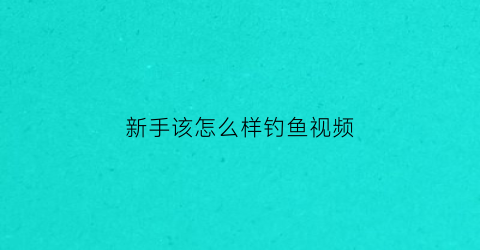新手该怎么样钓鱼视频(新手钓鱼入门视频教程)