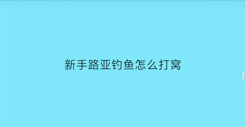 新手路亚钓鱼怎么打窝(路亚新手饵)