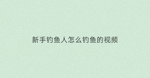新手钓鱼人怎么钓鱼的视频(新手钓鱼攻略钓鱼人必看)