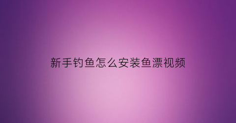 “新手钓鱼怎么安装鱼漂视频(钓鱼怎么安装浮漂)