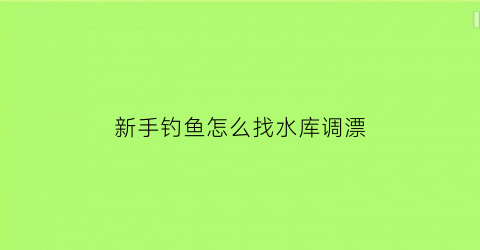 新手钓鱼怎么找水库调漂(水库钓鱼怎么调漂找底视频)