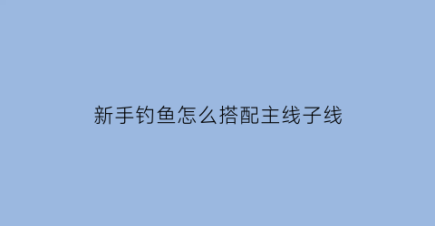 新手钓鱼怎么搭配主线子线(新手钓鱼子线绑主线)
