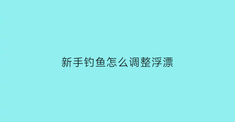 “新手钓鱼怎么调整浮漂(新手钓鱼怎样调漂)