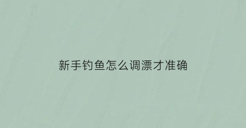 “新手钓鱼怎么调漂才准确(新手钓鱼怎么调漂视频教程)