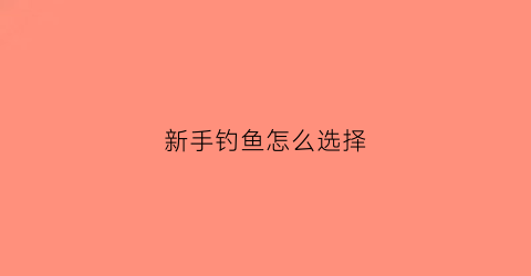 新手钓鱼怎么选择