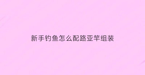 新手钓鱼怎么配路亚竿组装(新手钓鱼怎么配路亚竿组装的)