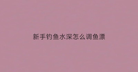 新手钓鱼水深怎么调鱼漂(水深如何调钓)