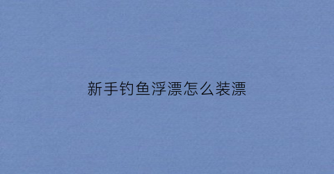 新手钓鱼浮漂怎么装漂(钓鱼的浮漂怎么安装视频教程)