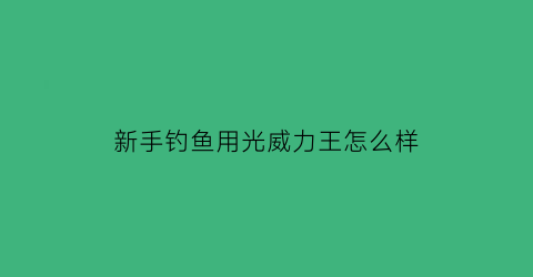 “新手钓鱼用光威力王怎么样(光威力王钓竿怎么样)