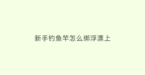 新手钓鱼竿怎么绑浮漂上(新手钓鱼竿怎么绑浮漂上鱼)