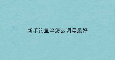 “新手钓鱼竿怎么调漂最好(新手钓鱼竿选什么调)