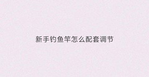 新手钓鱼竿怎么配套调节(新手钓鱼竿选什么调)