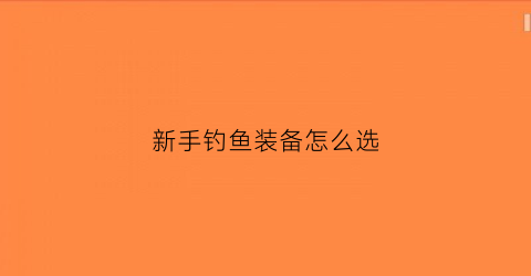 新手钓鱼装备怎么选(钓鱼新手应买什么装备)