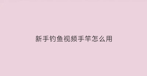 “新手钓鱼视频手竿怎么用(新手手竿钓鱼入门视频)