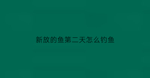 新放的鱼第二天怎么钓鱼(刚放的鱼用什么饵料好钓)