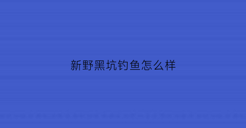 新野黑坑钓鱼怎么样(新野县野钓点)