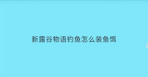 新露谷物语钓鱼怎么装鱼饵(星露谷物语如何装鱼饵)