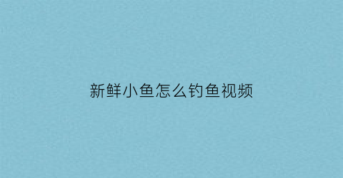 新鲜小鱼怎么钓鱼视频(新鲜美味的小鱼去哪钓)