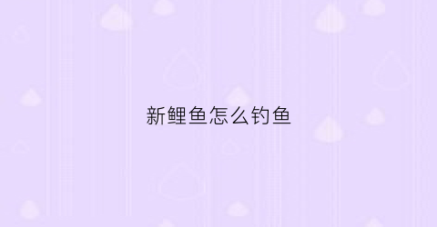 新鲤鱼怎么钓鱼(新鲤鱼怎么钓鱼视频)